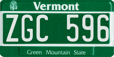 VT license plate ZGC596