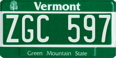 VT license plate ZGC597