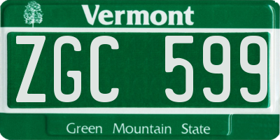 VT license plate ZGC599