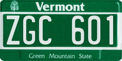 VT license plate ZGC601