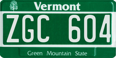 VT license plate ZGC604