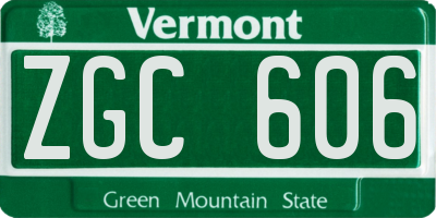 VT license plate ZGC606