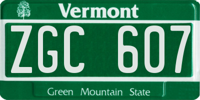 VT license plate ZGC607