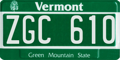 VT license plate ZGC610
