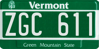 VT license plate ZGC611