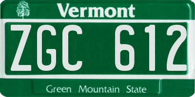 VT license plate ZGC612