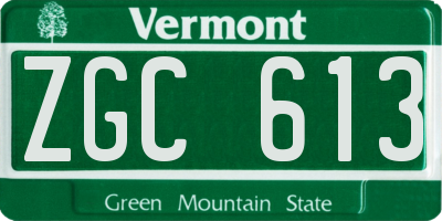 VT license plate ZGC613