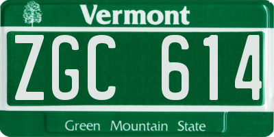 VT license plate ZGC614