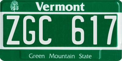 VT license plate ZGC617