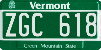 VT license plate ZGC618