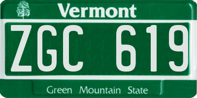 VT license plate ZGC619