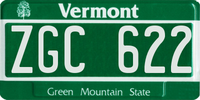 VT license plate ZGC622