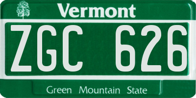 VT license plate ZGC626