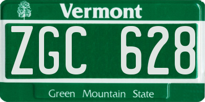 VT license plate ZGC628