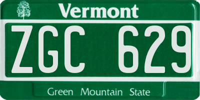 VT license plate ZGC629