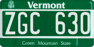 VT license plate ZGC630