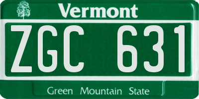 VT license plate ZGC631