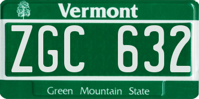 VT license plate ZGC632