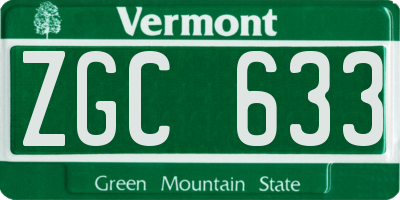 VT license plate ZGC633