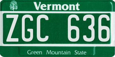 VT license plate ZGC636