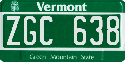 VT license plate ZGC638