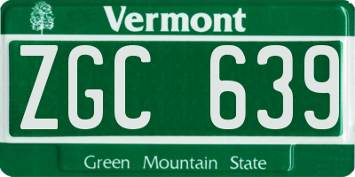 VT license plate ZGC639