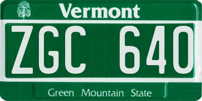 VT license plate ZGC640