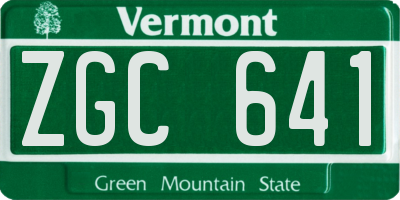 VT license plate ZGC641