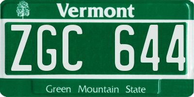VT license plate ZGC644