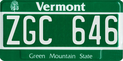 VT license plate ZGC646