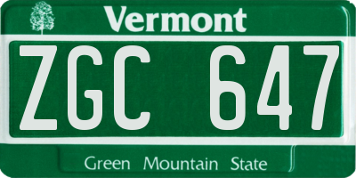 VT license plate ZGC647