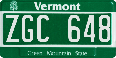 VT license plate ZGC648