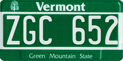 VT license plate ZGC652