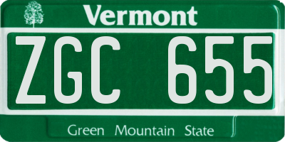 VT license plate ZGC655