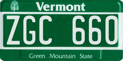 VT license plate ZGC660