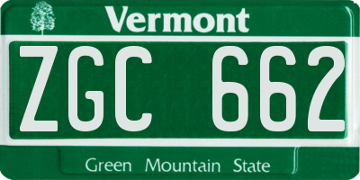 VT license plate ZGC662