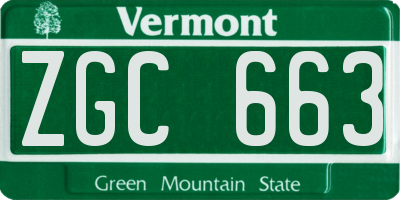 VT license plate ZGC663