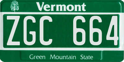 VT license plate ZGC664