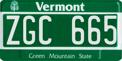 VT license plate ZGC665