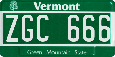 VT license plate ZGC666
