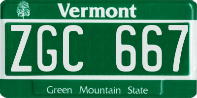 VT license plate ZGC667