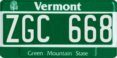 VT license plate ZGC668