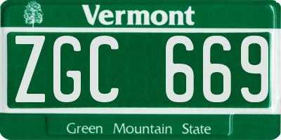 VT license plate ZGC669
