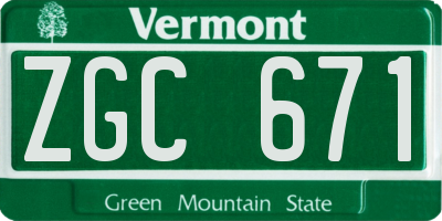 VT license plate ZGC671
