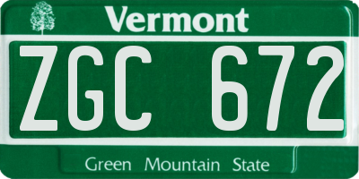 VT license plate ZGC672