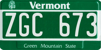 VT license plate ZGC673