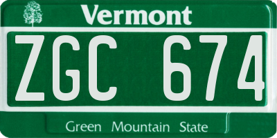 VT license plate ZGC674