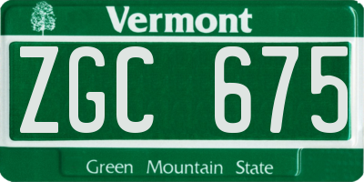 VT license plate ZGC675