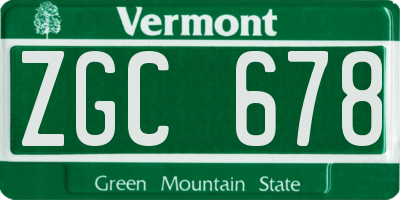 VT license plate ZGC678