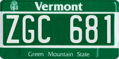 VT license plate ZGC681